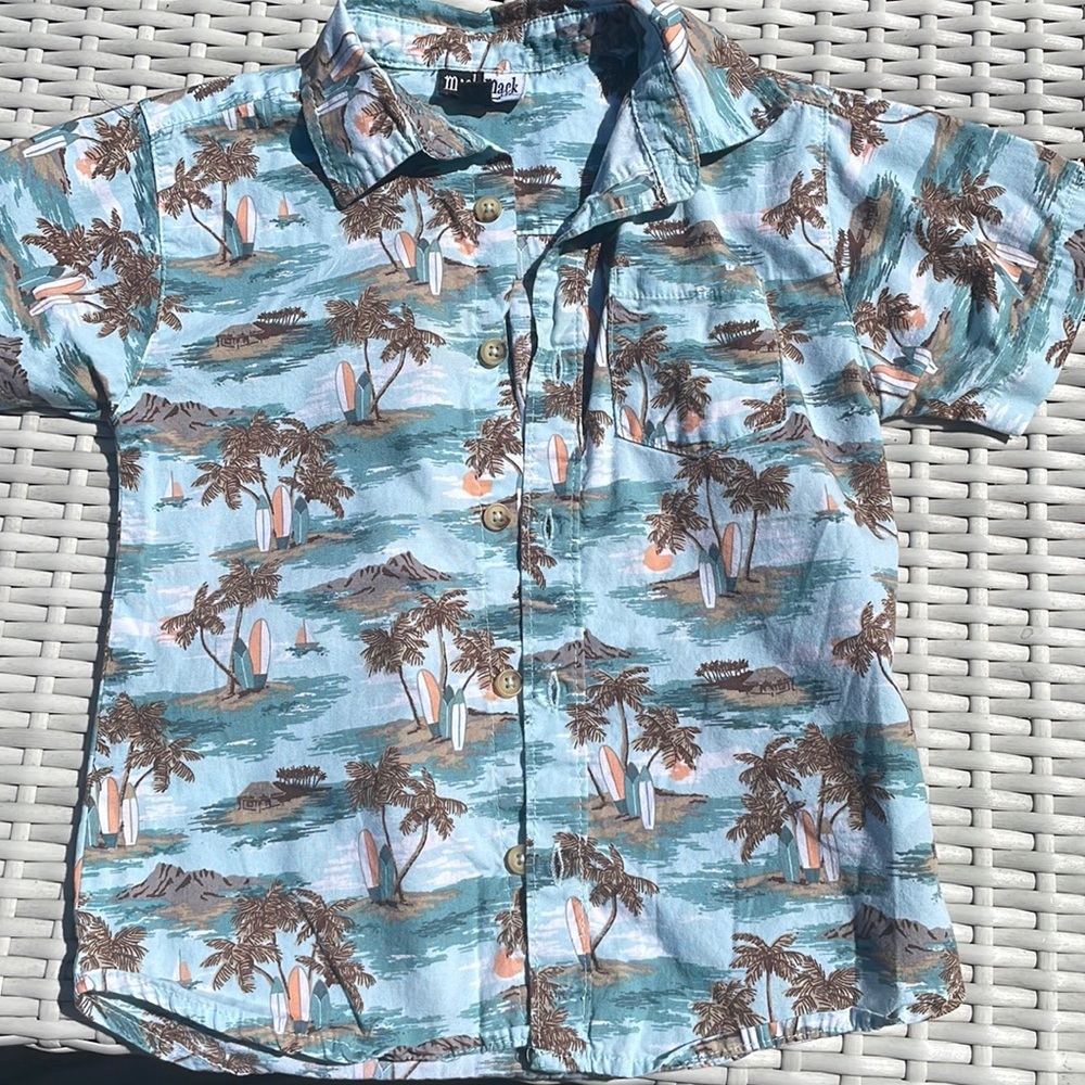 Mick Mack Toddler Boys Beach Tropical Casual Button Short Sleeve SZ 4T